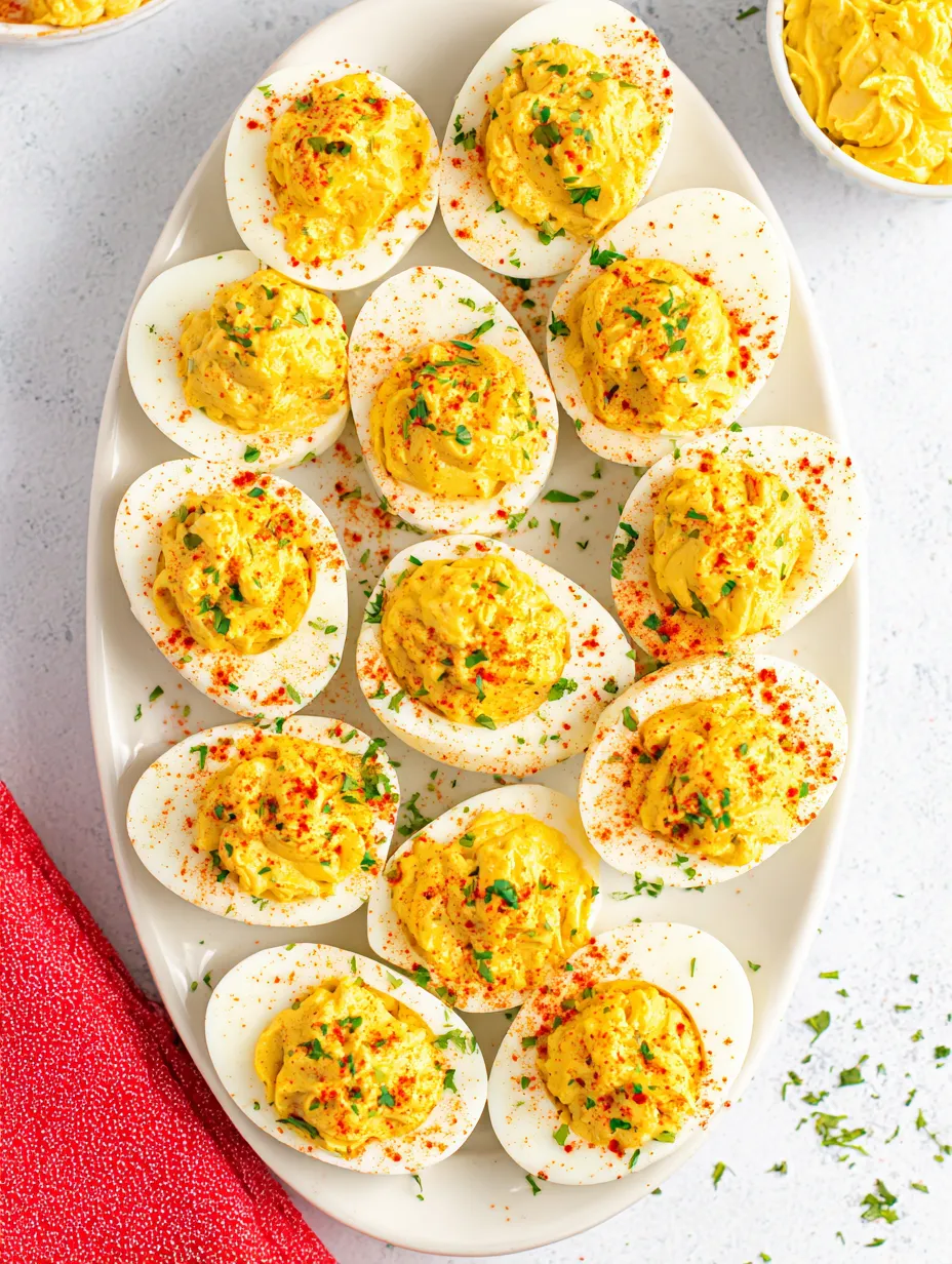 A plate of deviled eggs.