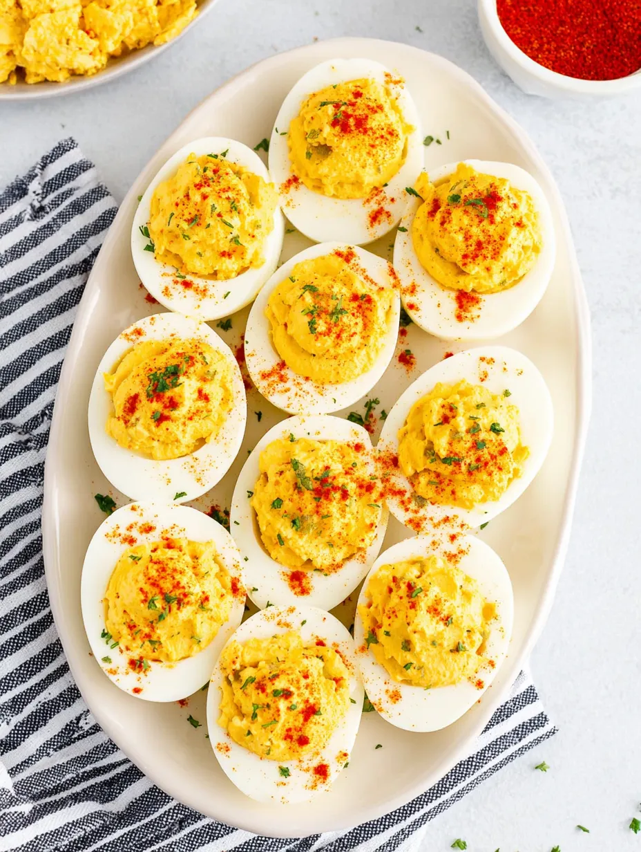 A plate of deviled eggs.