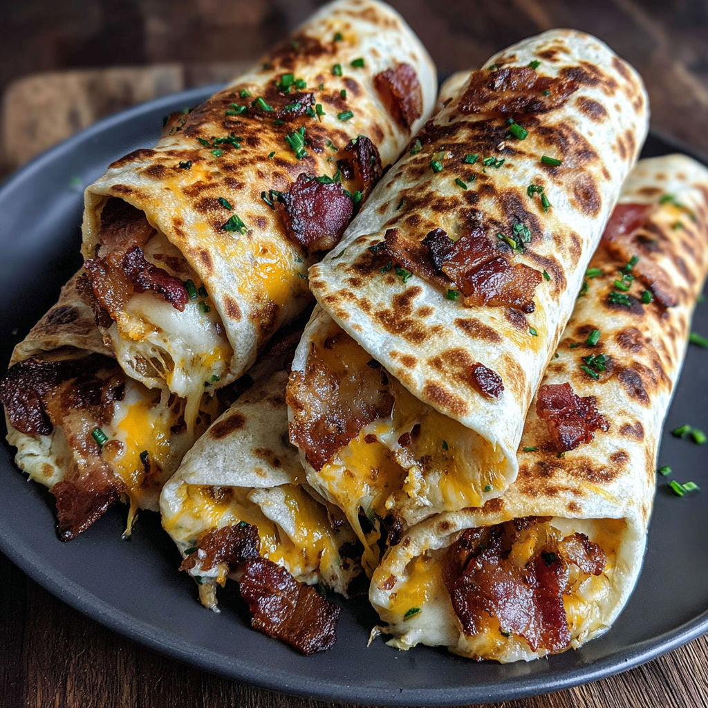 Bacon and cheese wrapped in a tortilla.