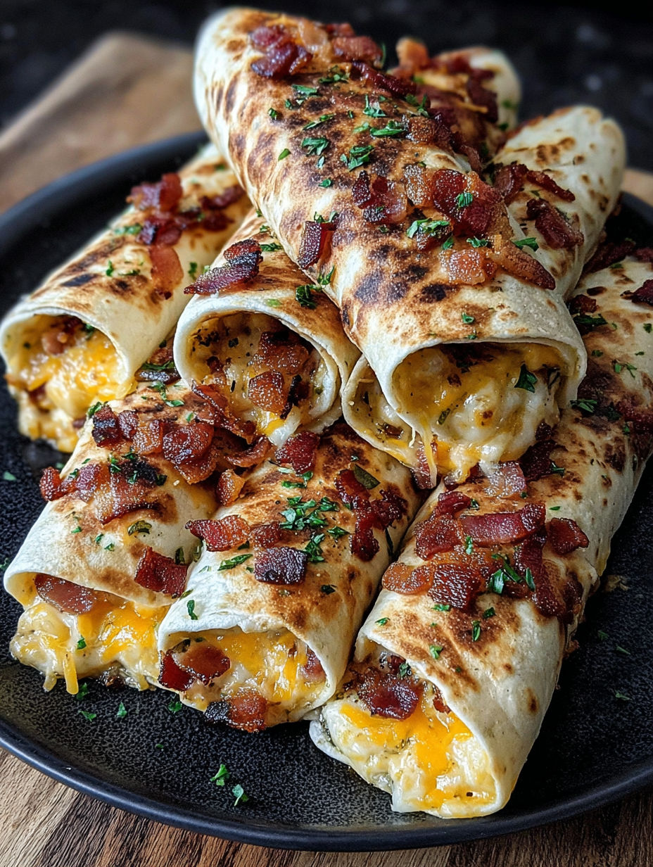 Bacon wrapped food on a plate.
