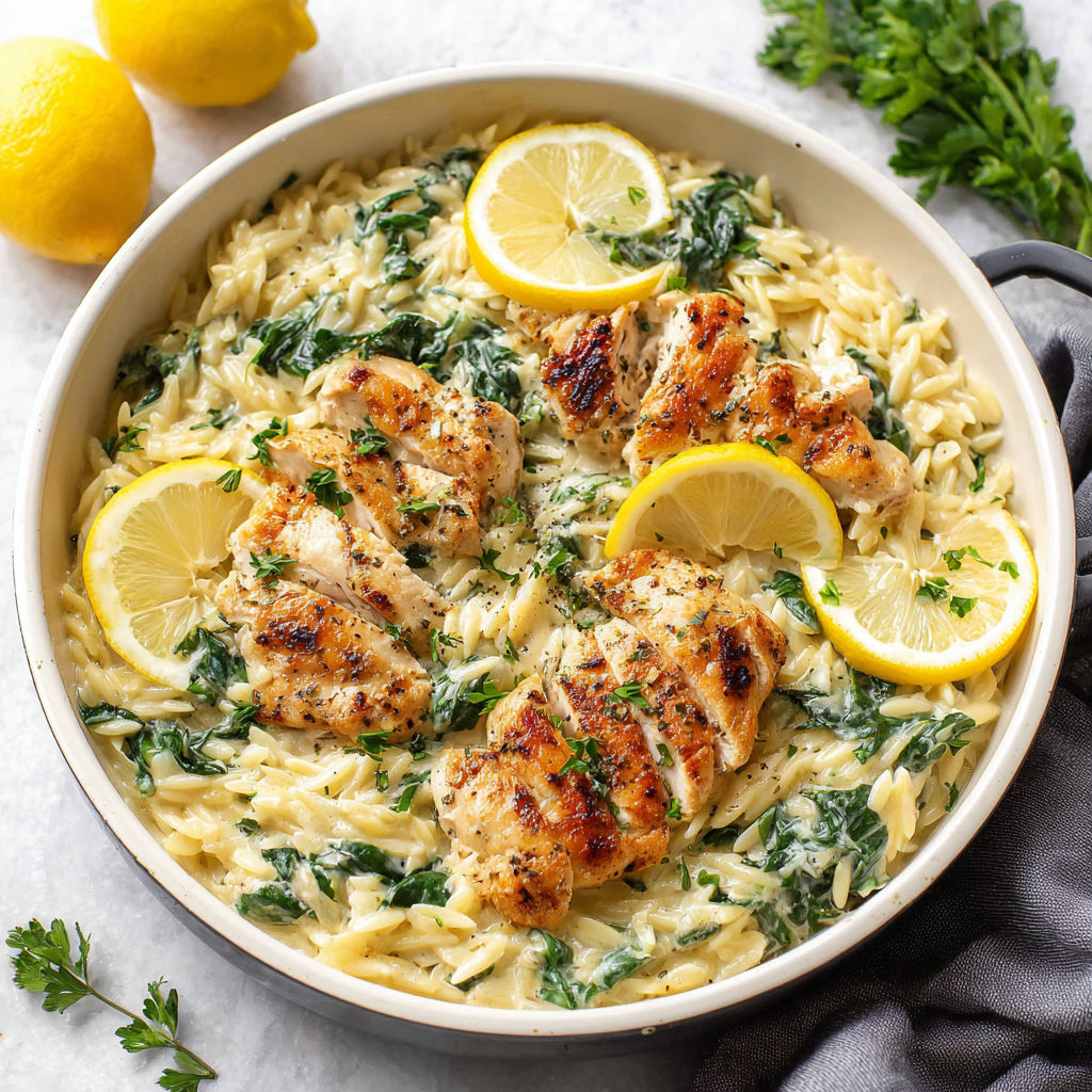 A dish of chicken with lemon and herbs.