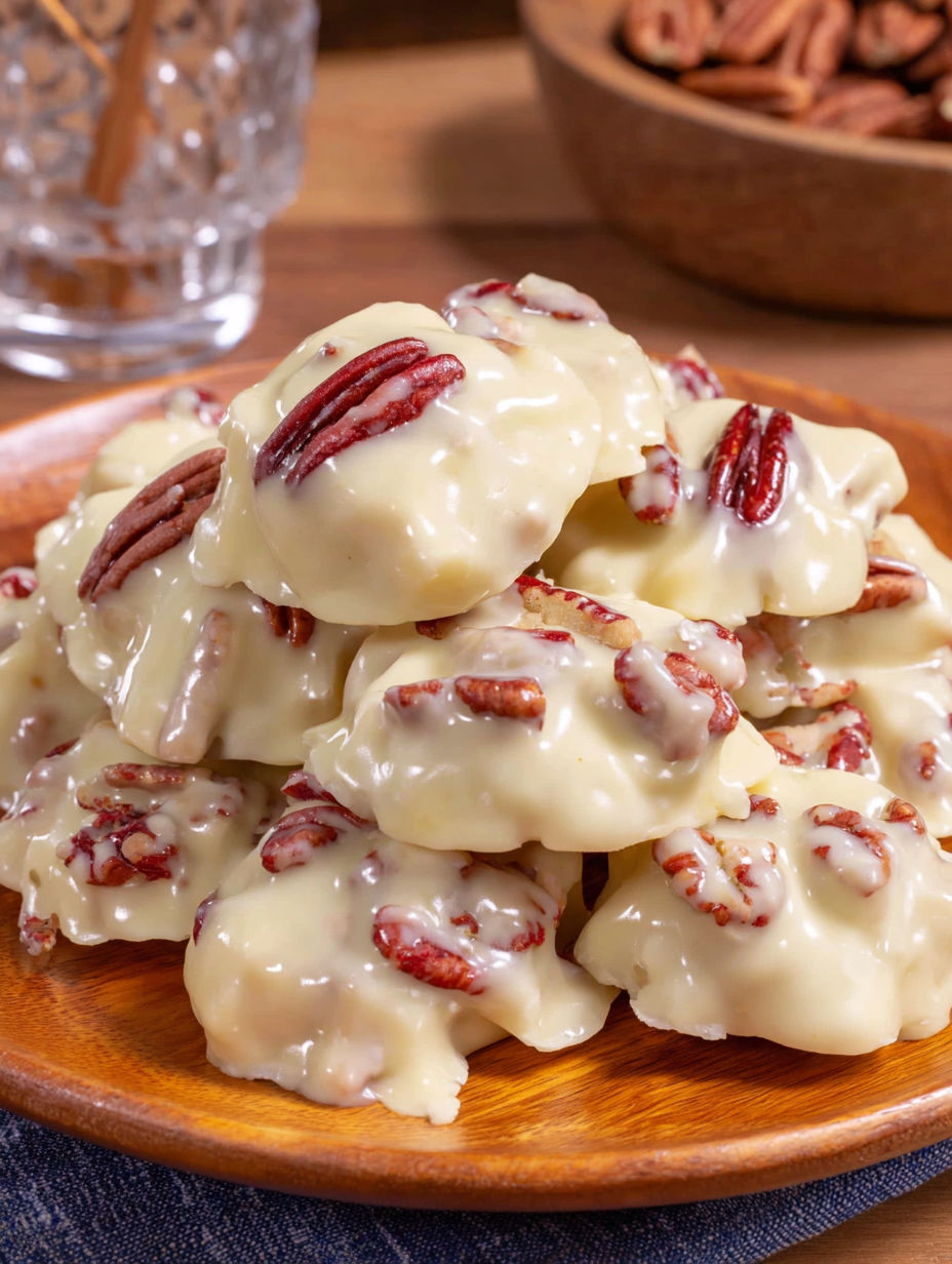A stack of pecan chocolate candies.