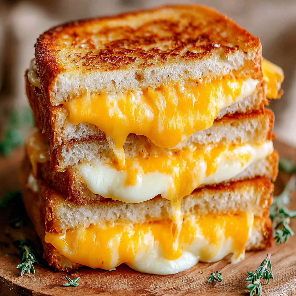 A stack of grilled cheese sandwiches.
