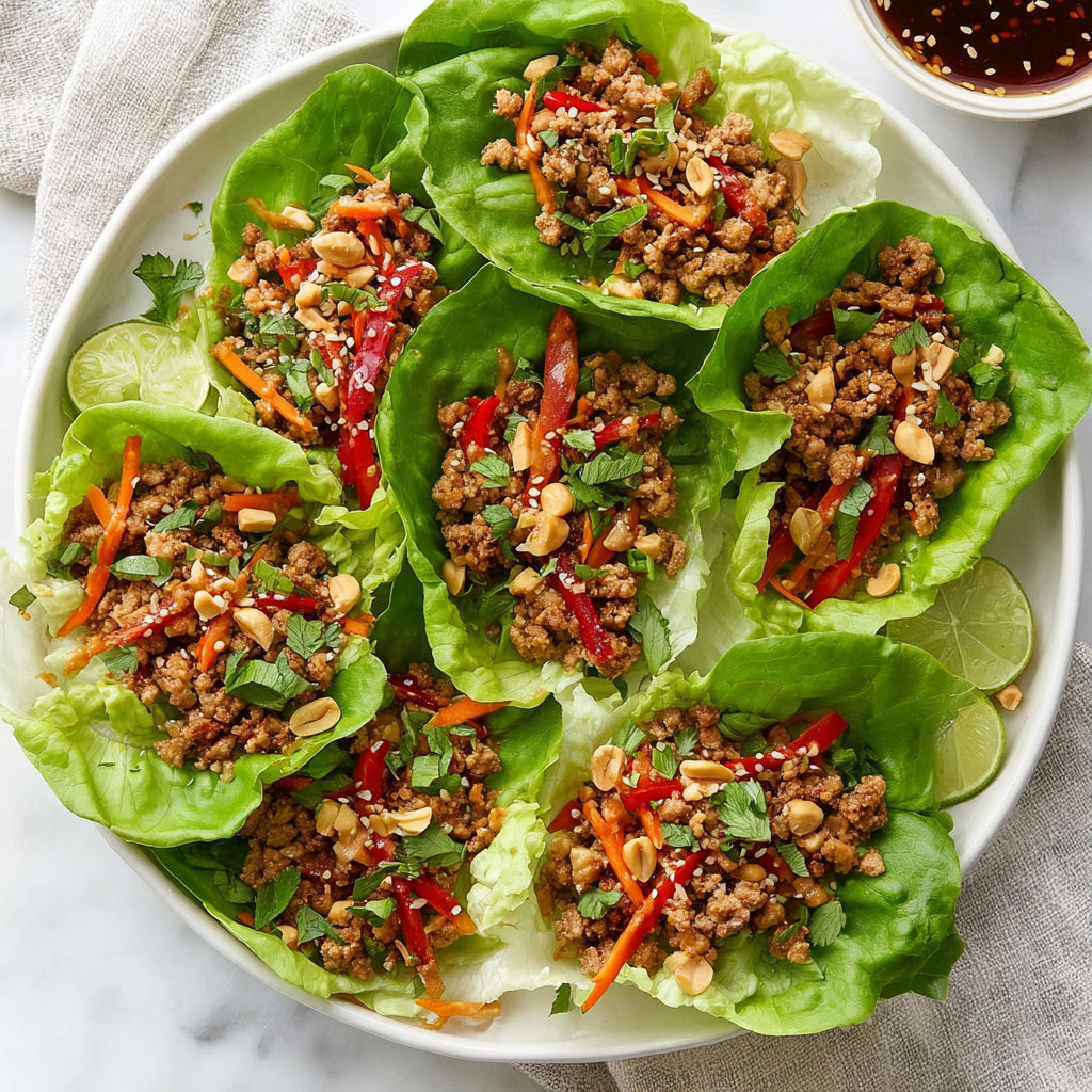 A plate of chicken lettuce wraps.