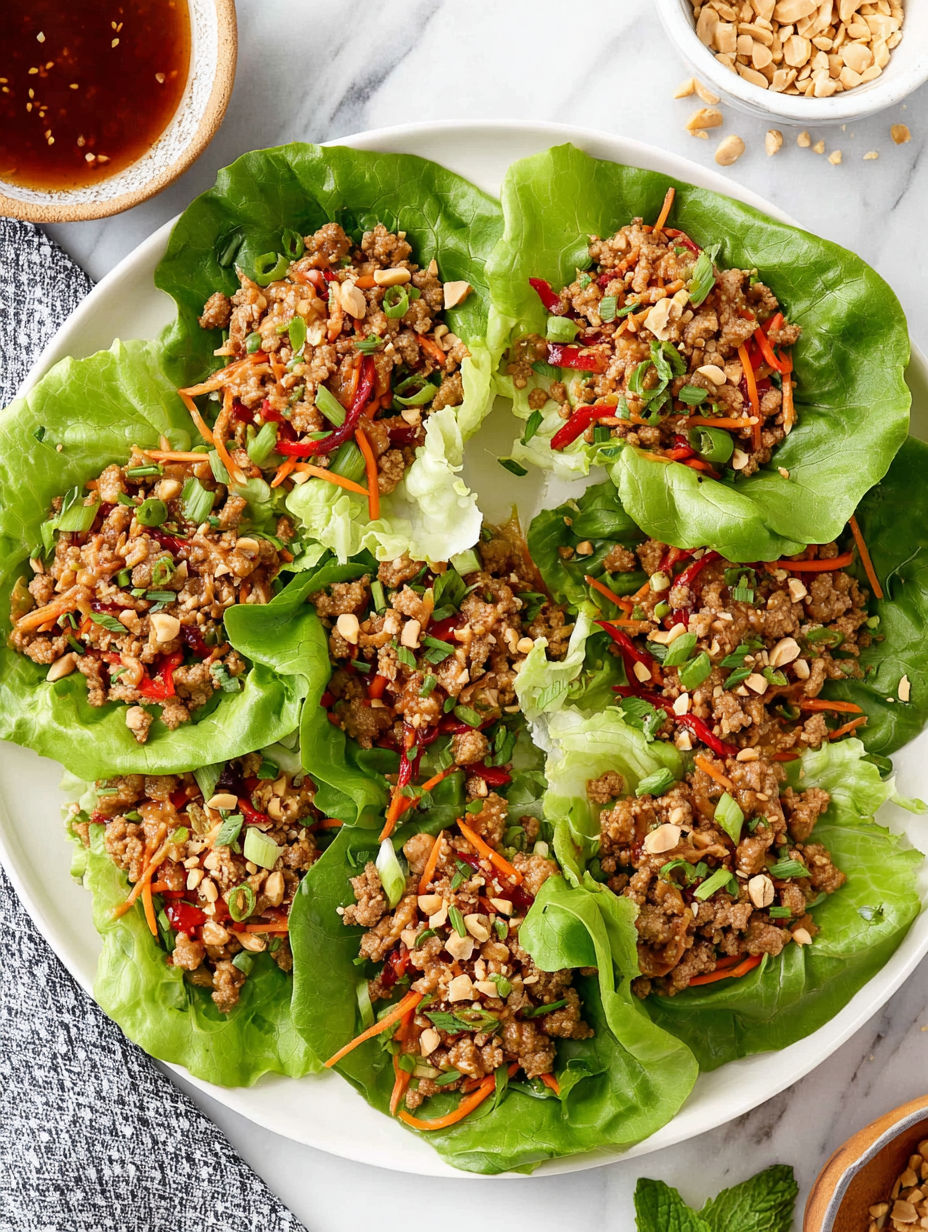 A plate of chicken lettuce wraps.
