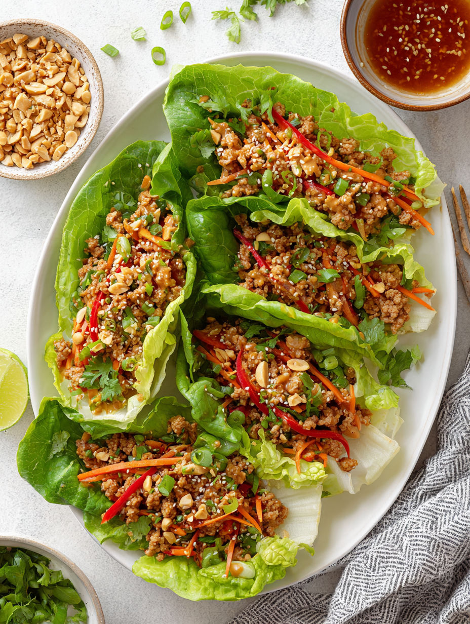 A plate of chicken lettuce wraps.