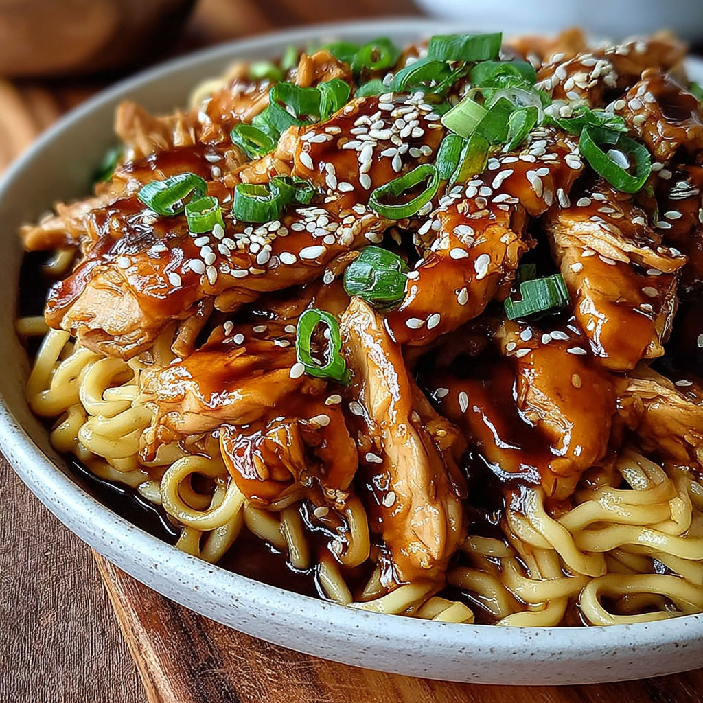 A bowl of chicken teriyaki noodles.