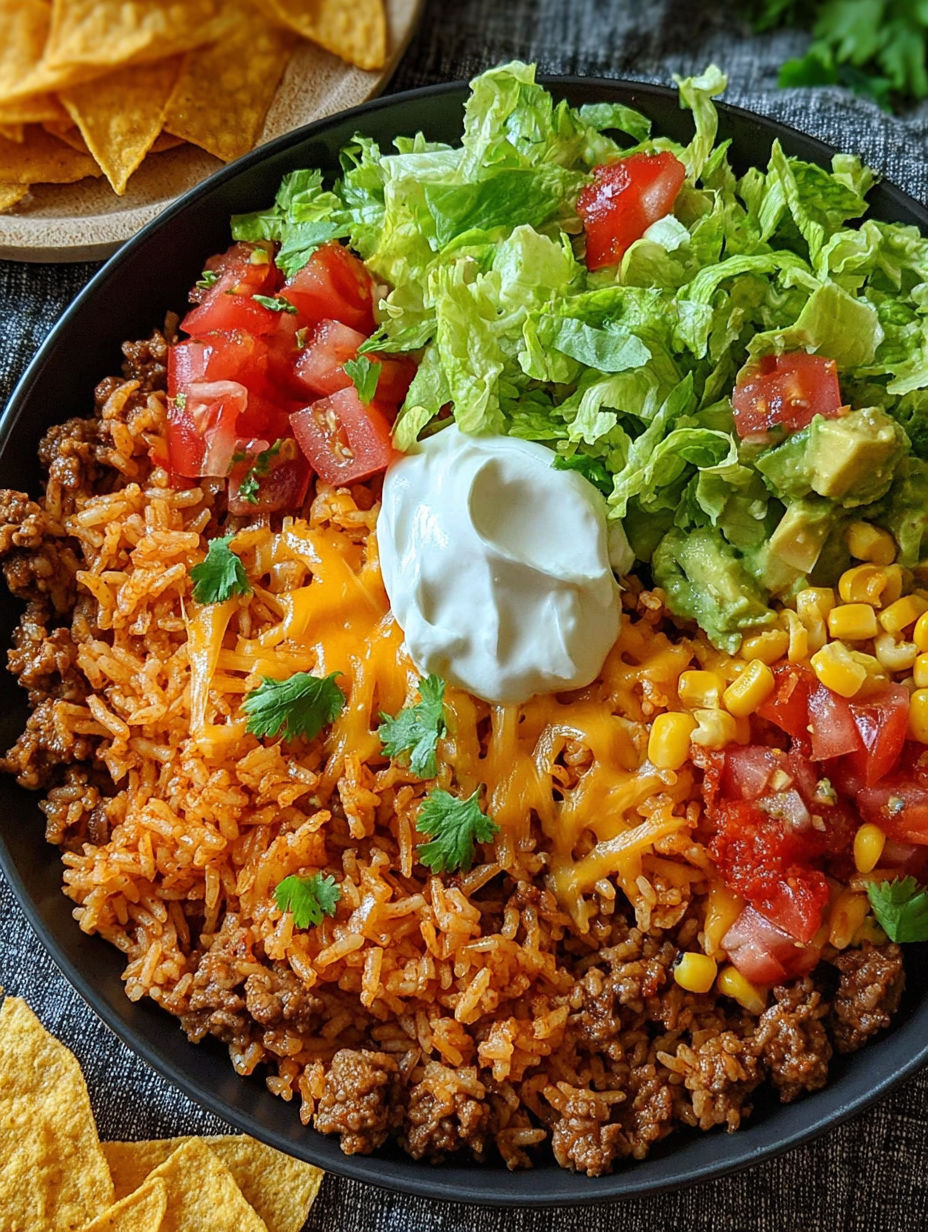 A bowl of rice with cheese and tomatoes.