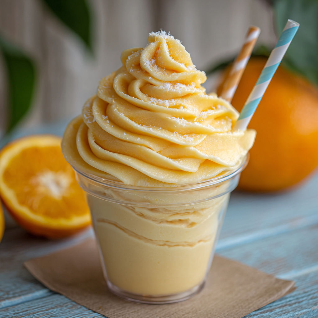 A glass of orange Dole Whip.