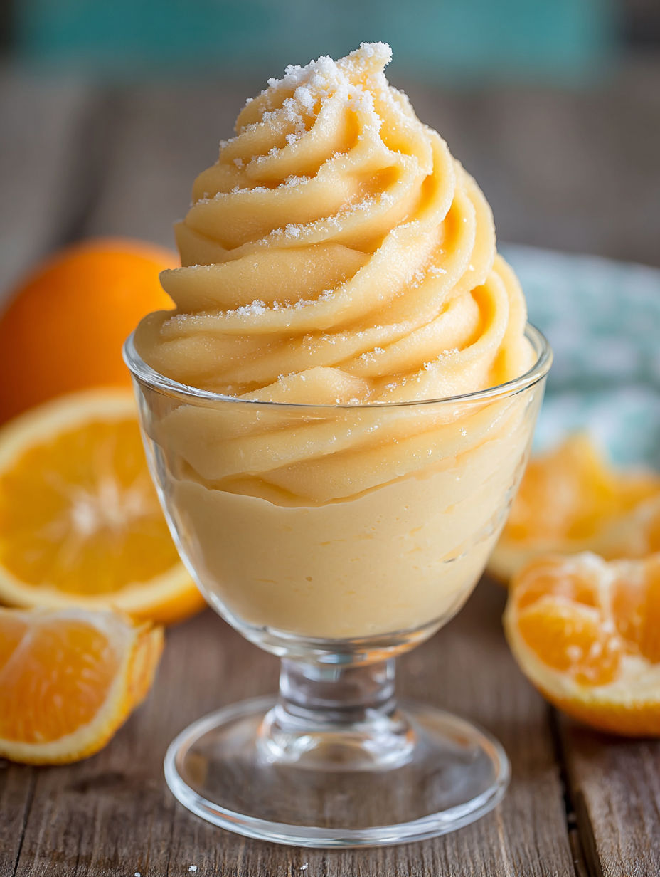 A glass of orange Dole Whip.