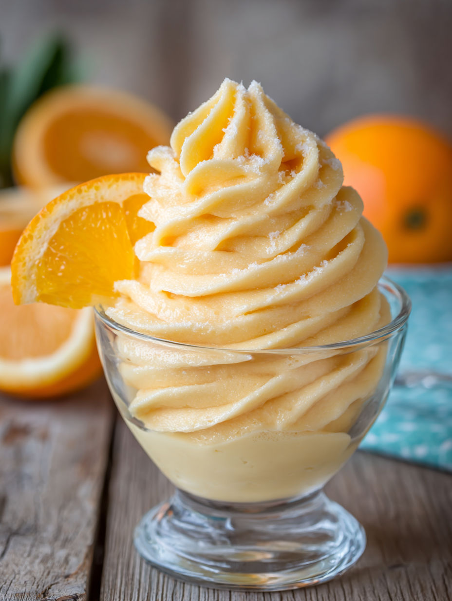 A glass of orange Dole Whip.