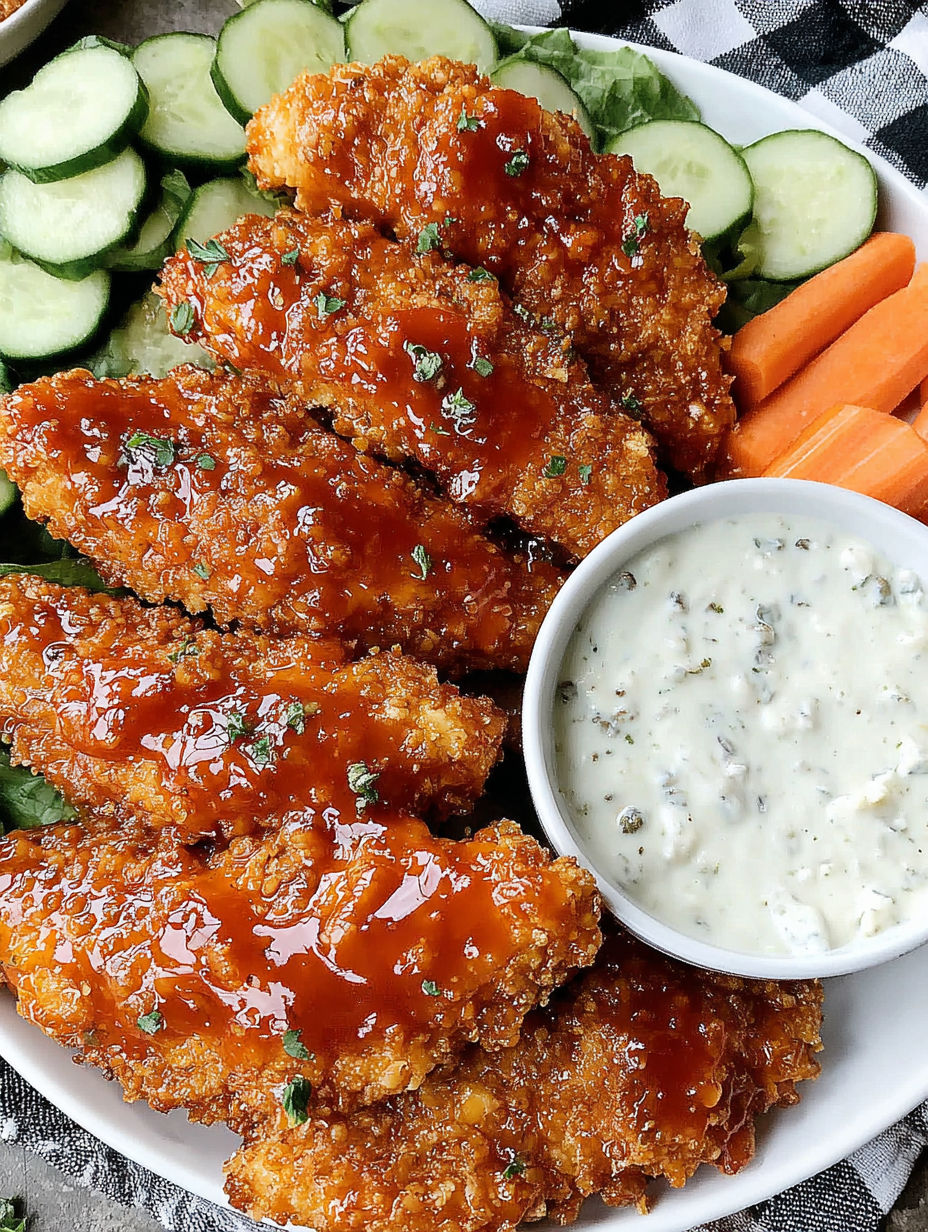 A plate of food with chicken, carrots, and cucumbers.