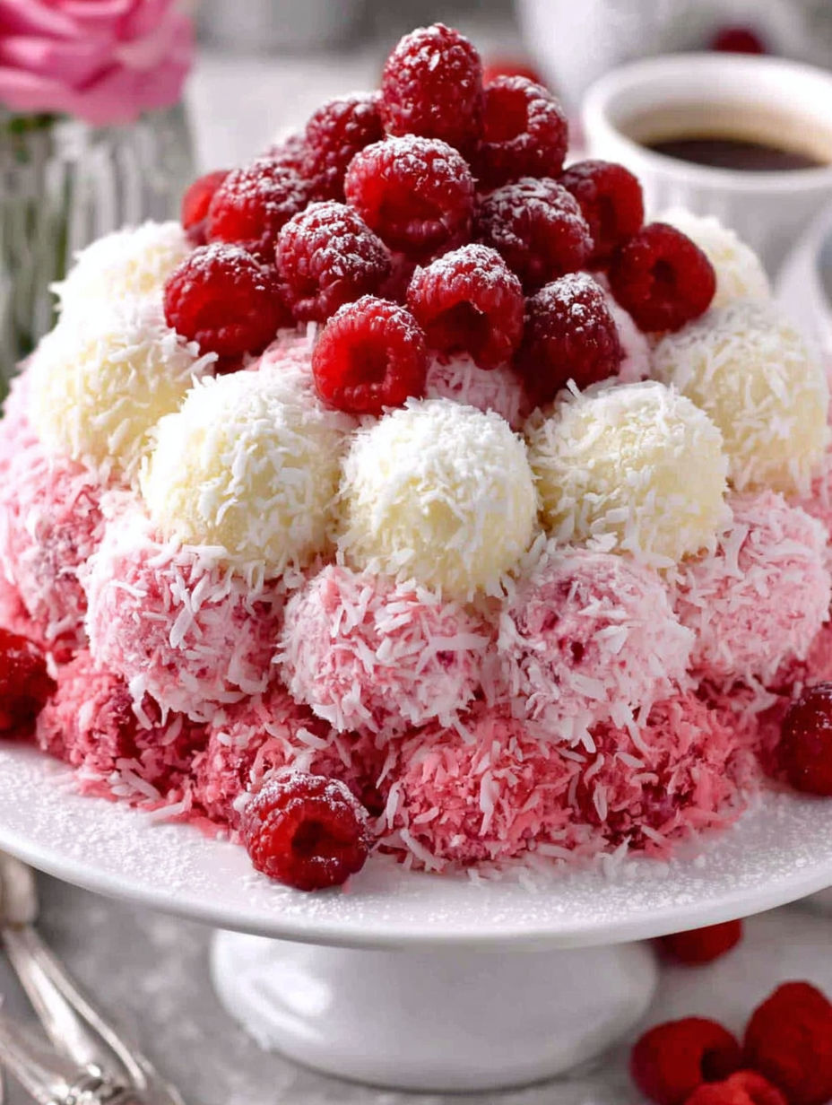 A white plate with a pink cake on it.