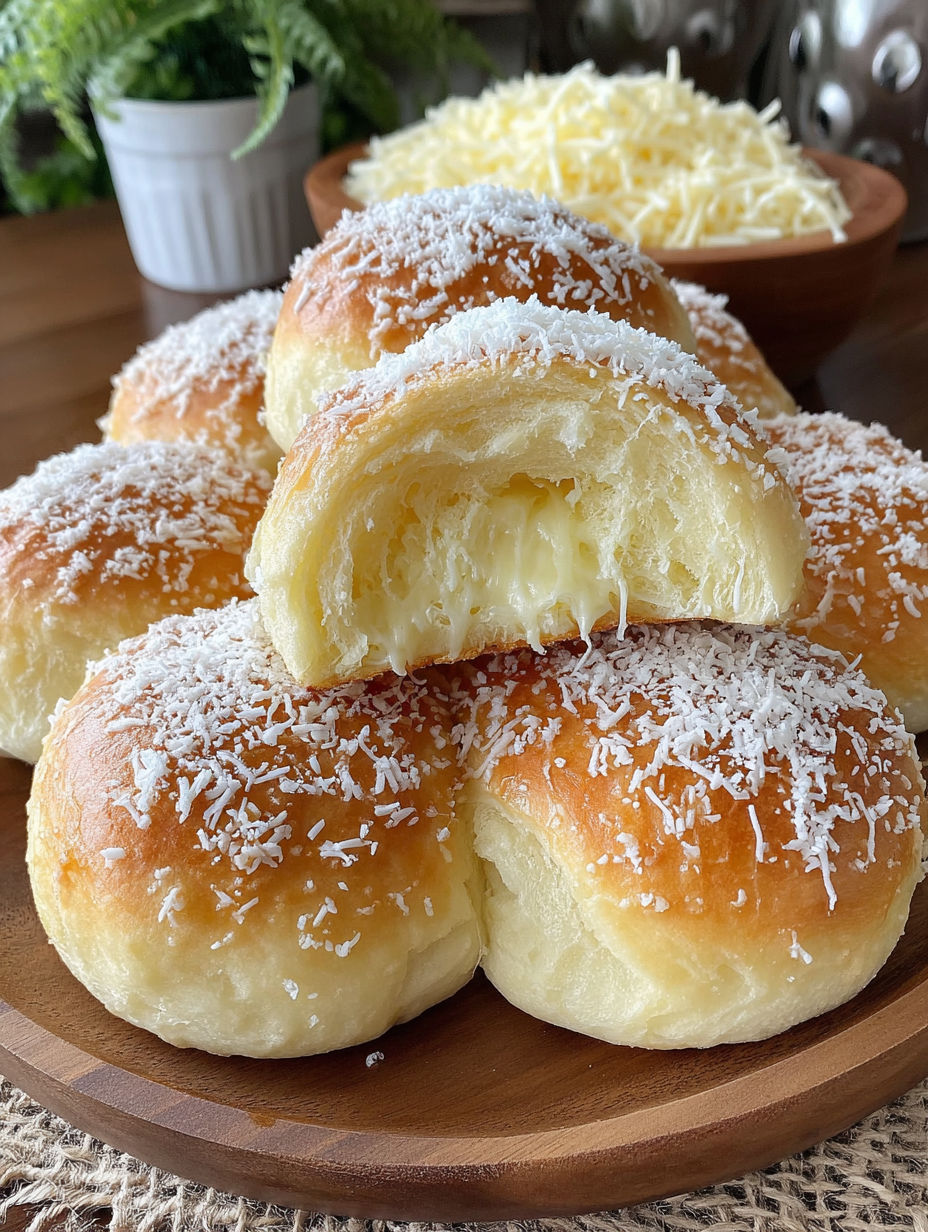 A plate of bread with powdered sugar on top.