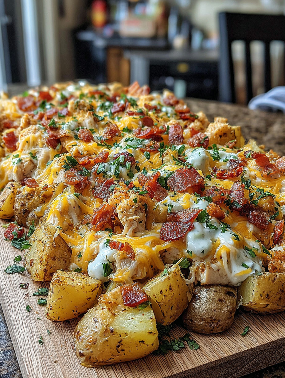 A large plate of food with a variety of ingredients.