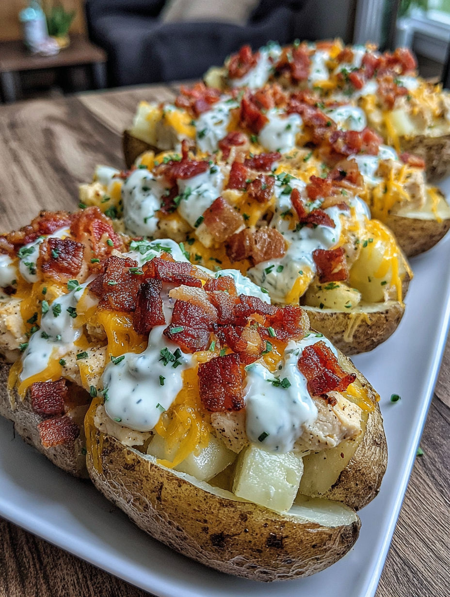 A plate of food with bacon and cheese on top.