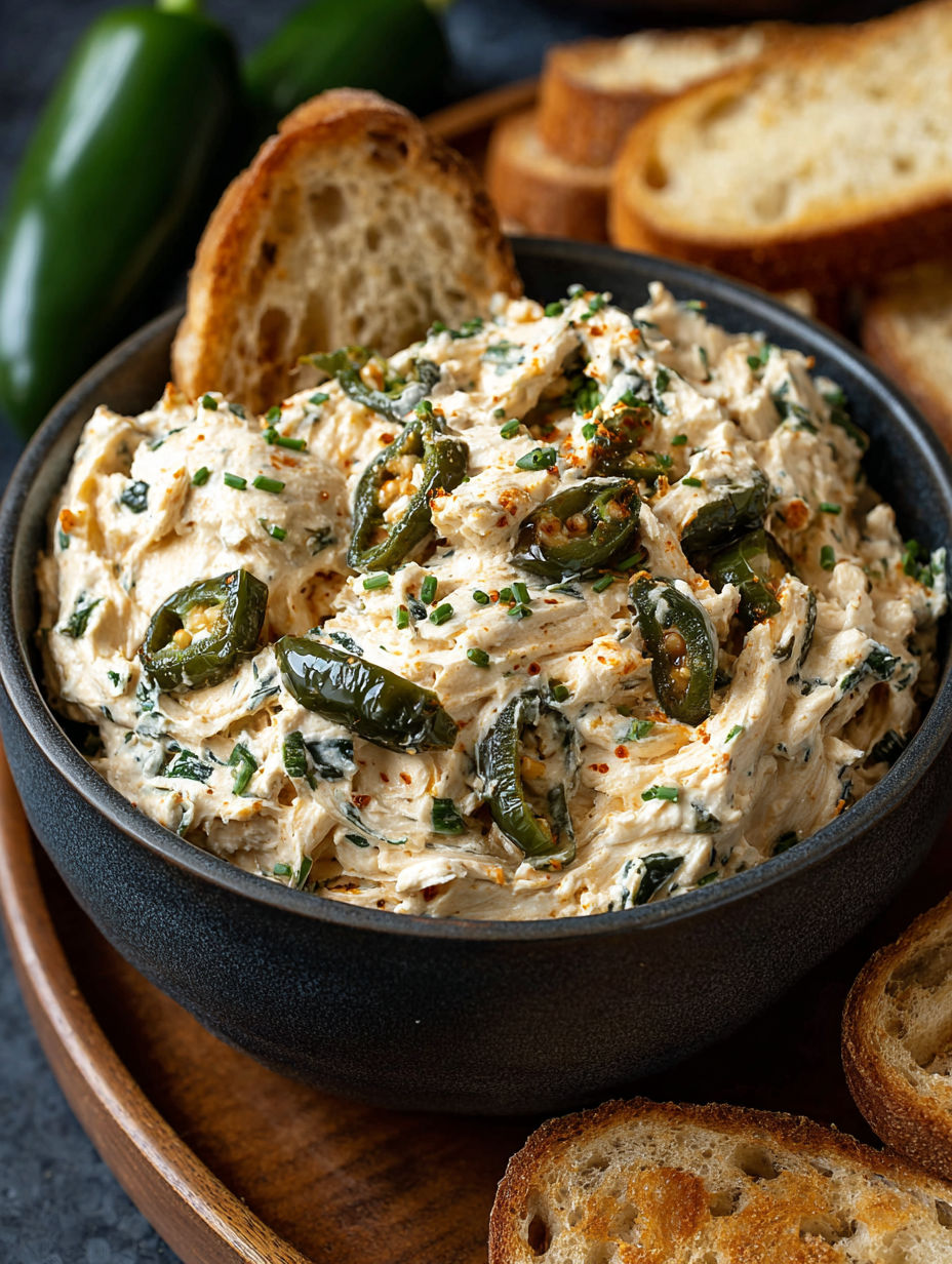 A bowl of food with green peppers and bread.