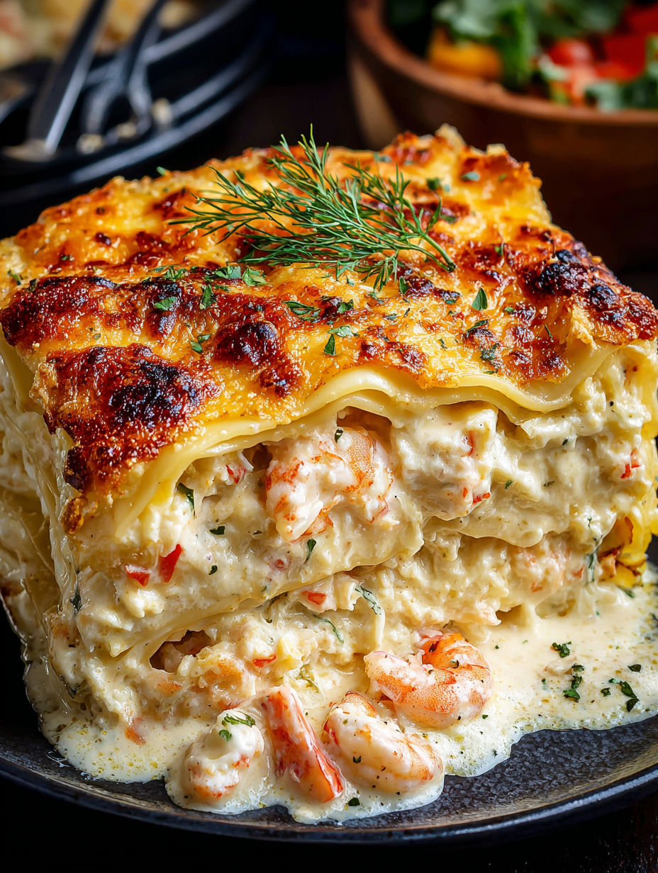 A large piece of food with a green garnish on top.