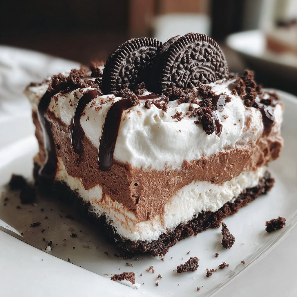 A slice of Oreo Delight cake.