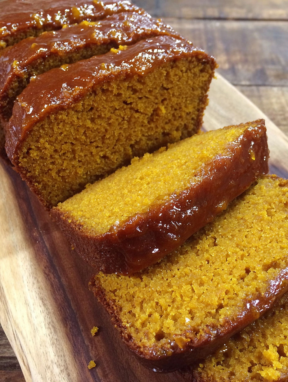 A slice of bread with a brown glaze.