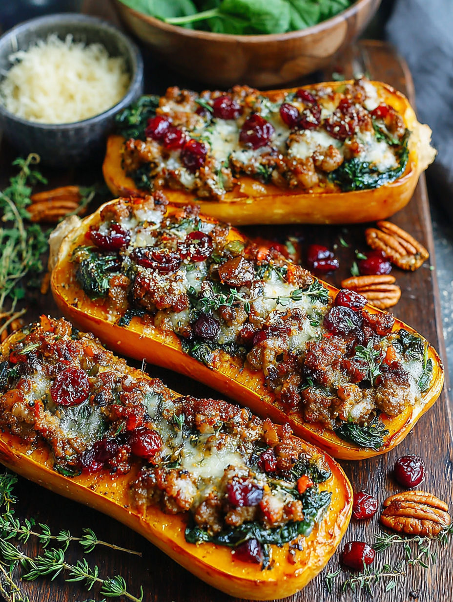 Two sliced roasted vegetables with cheese and herbs.