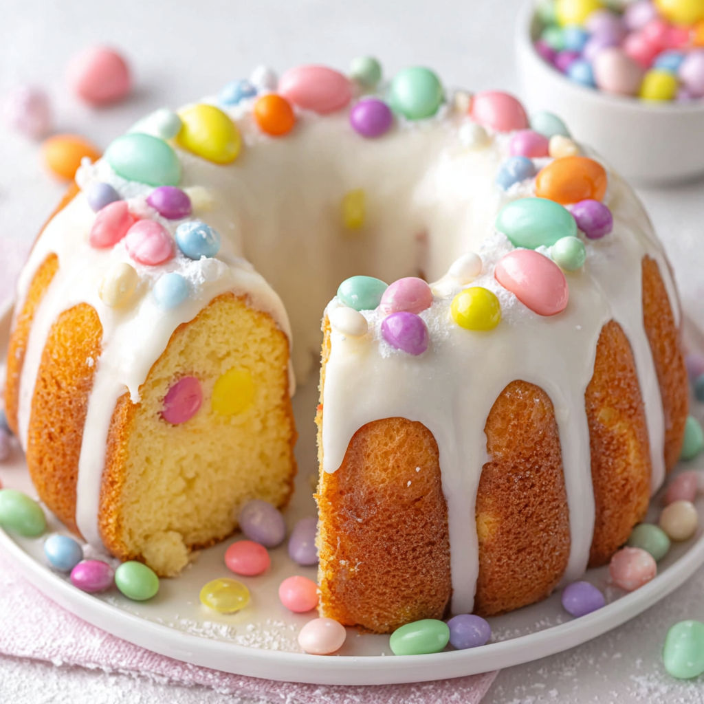 A cake with a hidden surprise inside.