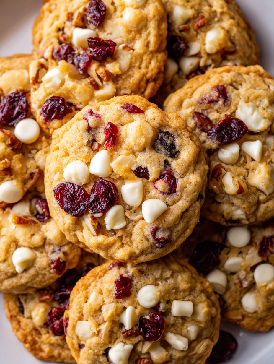 A plate of cookies with white icing and red berries.