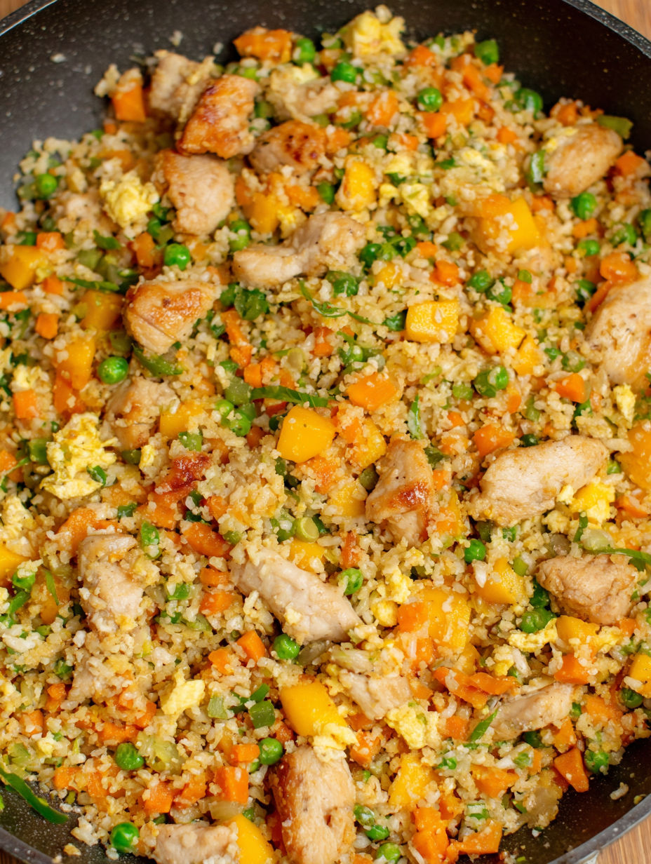 A bowl of rice and vegetables.