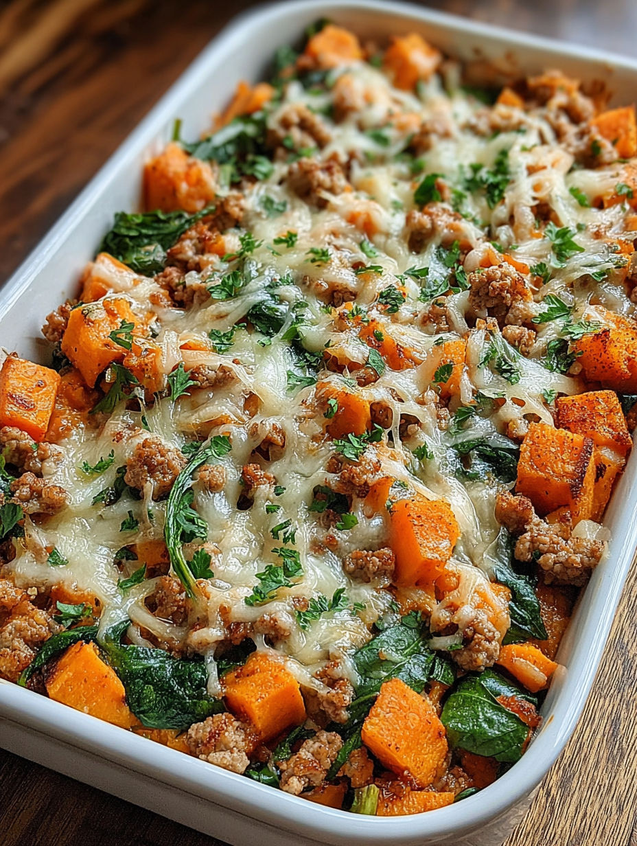 A dish of sweet potato and meat.