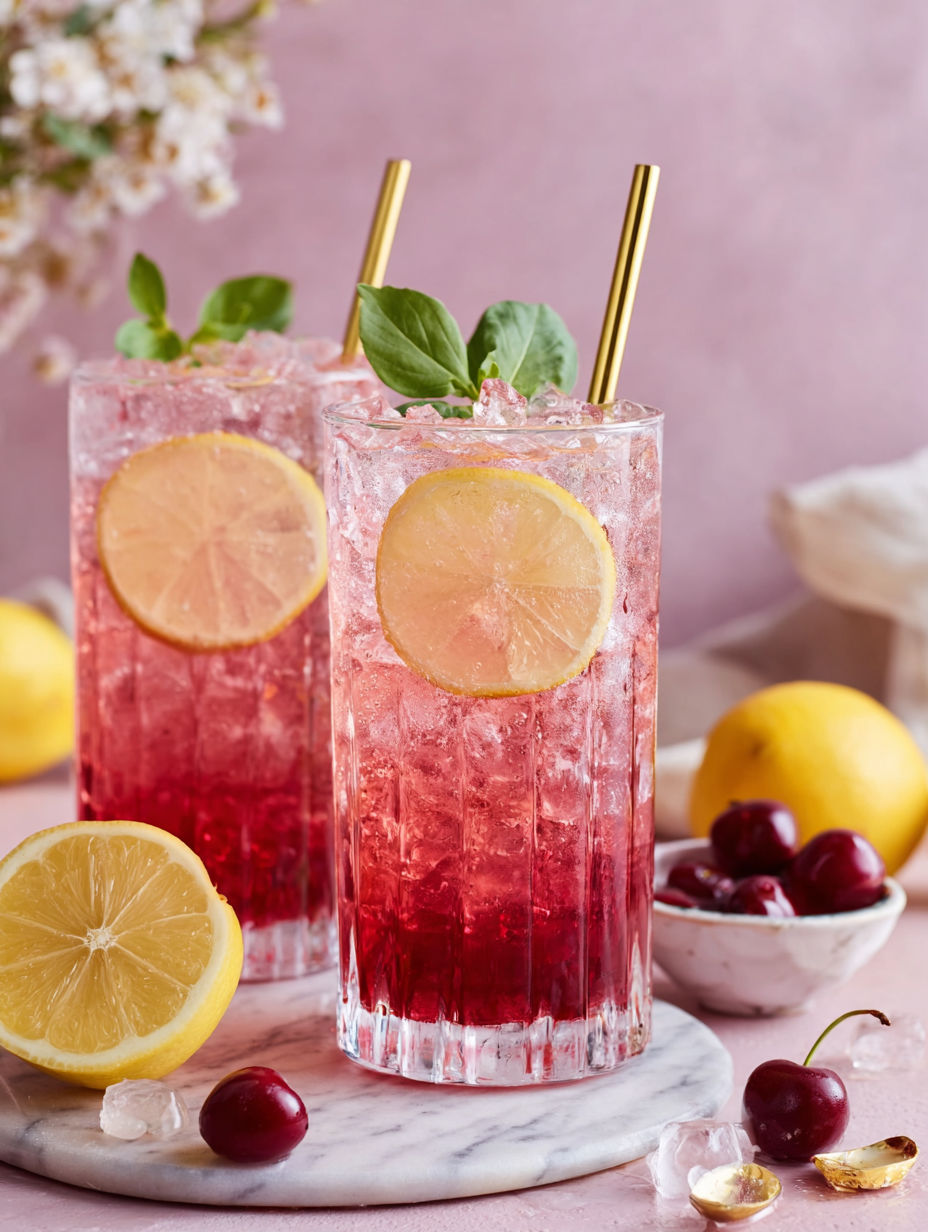 Two glasses of fun jam seltzer drink.
