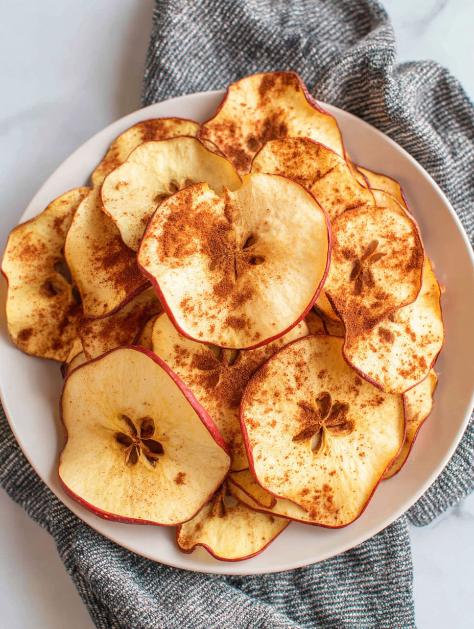 A plate of apple chips.