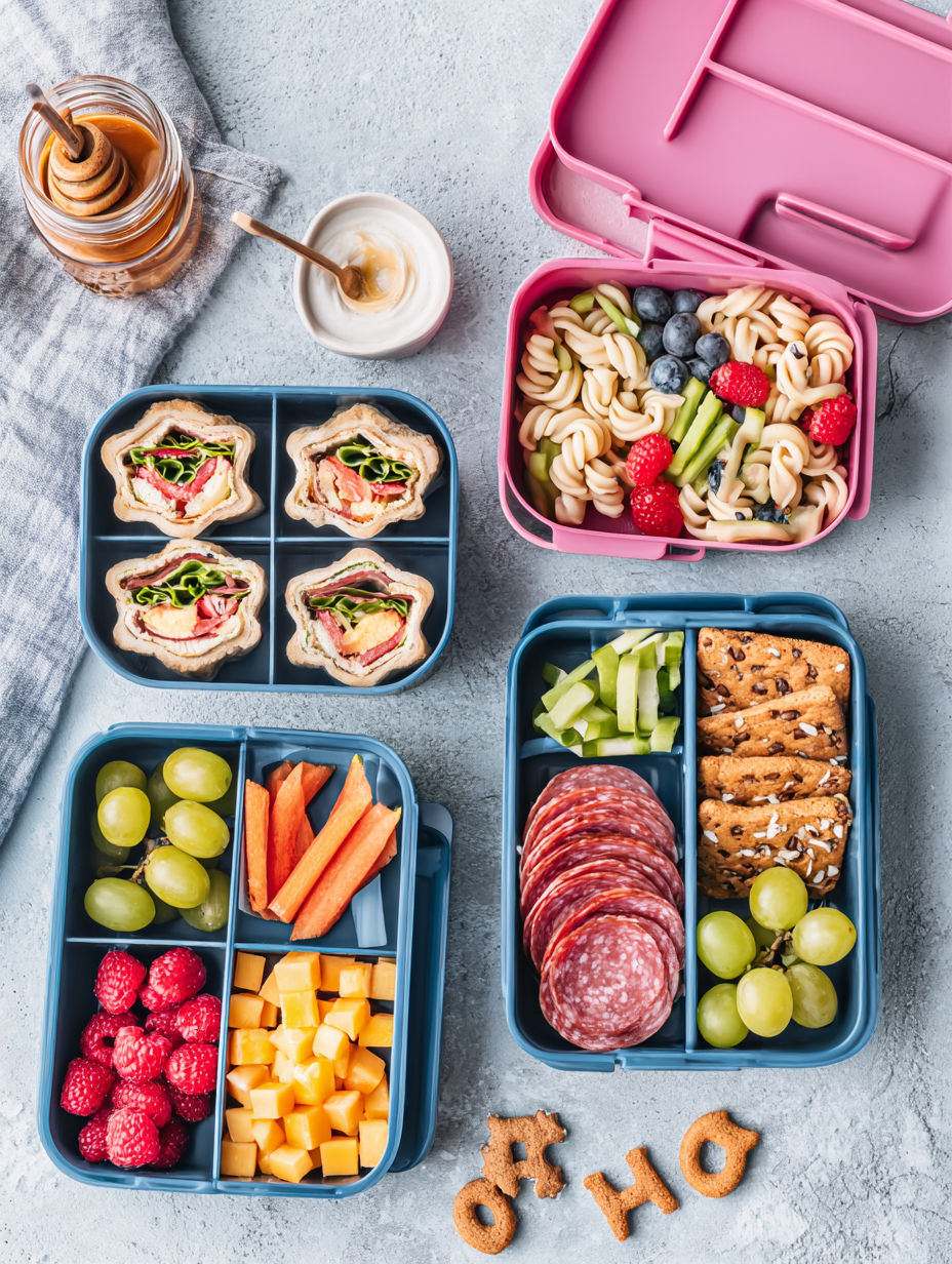 A variety of foods in containers.
