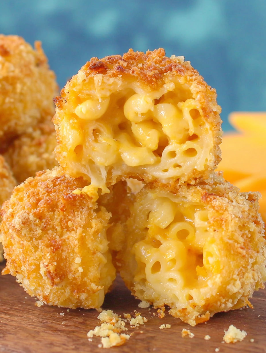 Crispy baked mac and cheese bites.