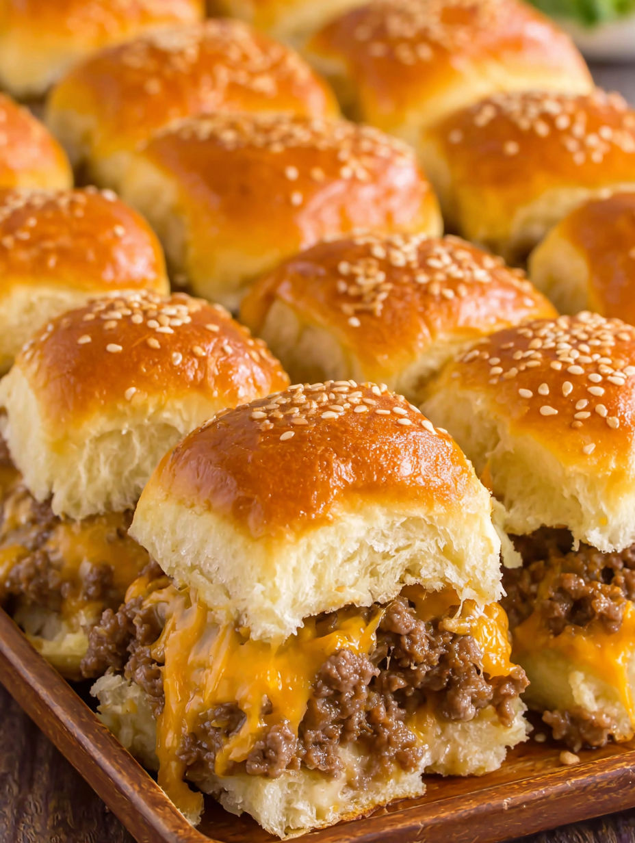 A plate of cheeseburger sliders.