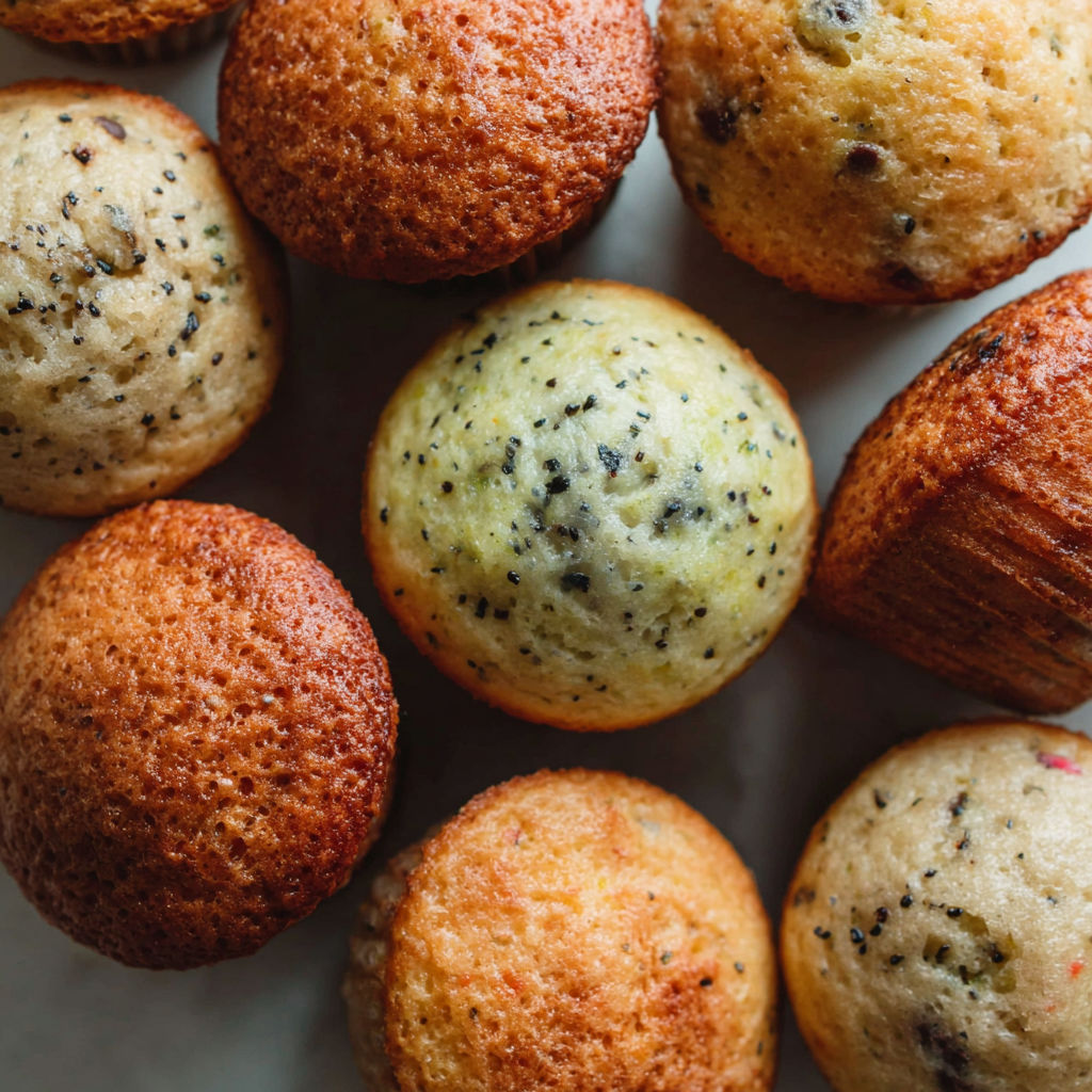 A variety of muffins on a table.