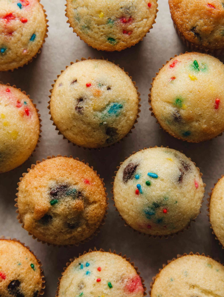 A collection of colorful mini muffins.
