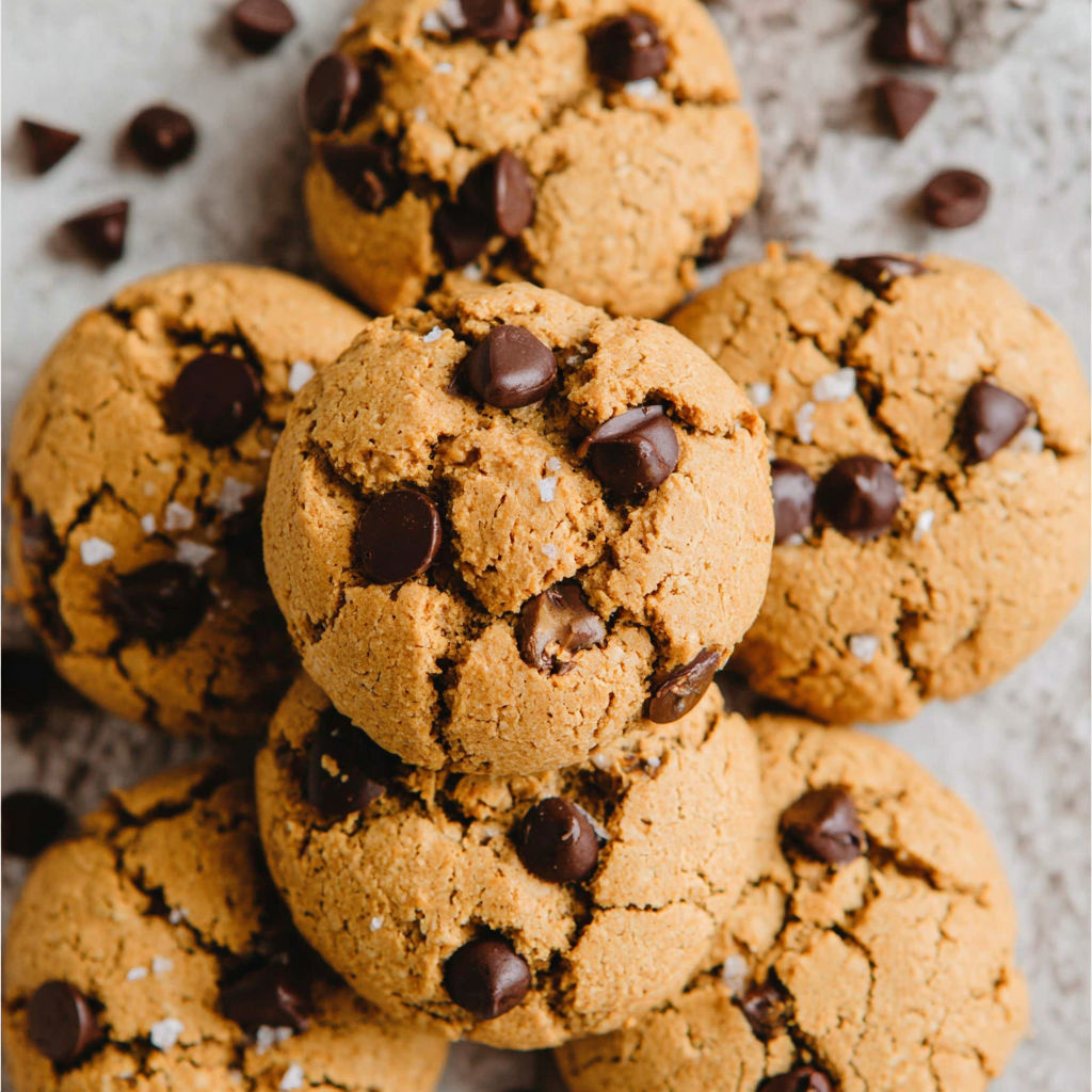 Chocolate chip cookies with chocolate chips on top.