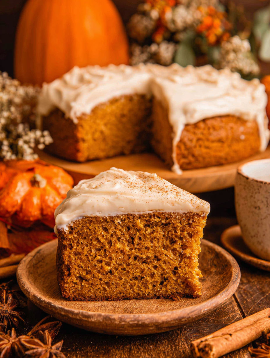 A slice of pumpkin spice latte cake.