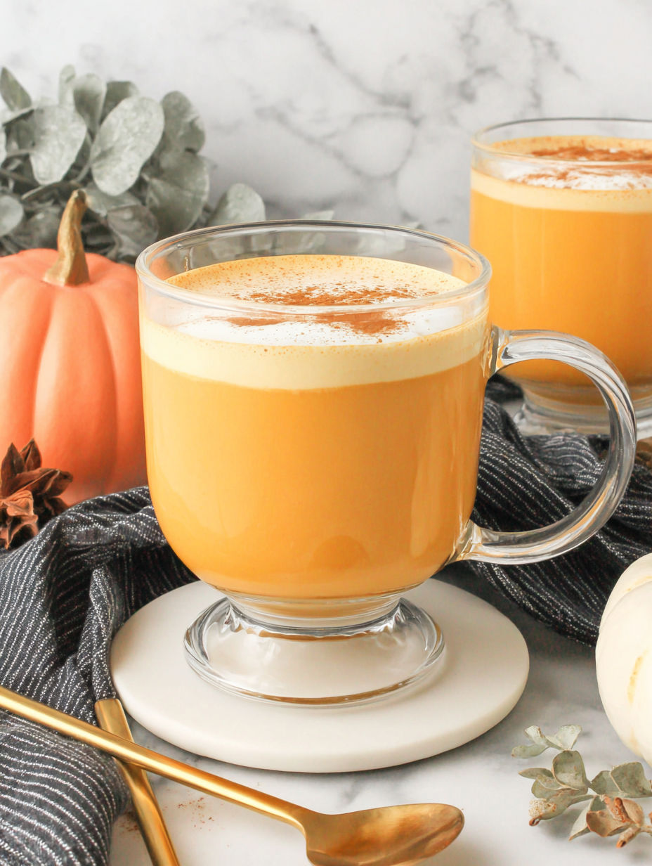 Two cups of pumpkin spice milk.