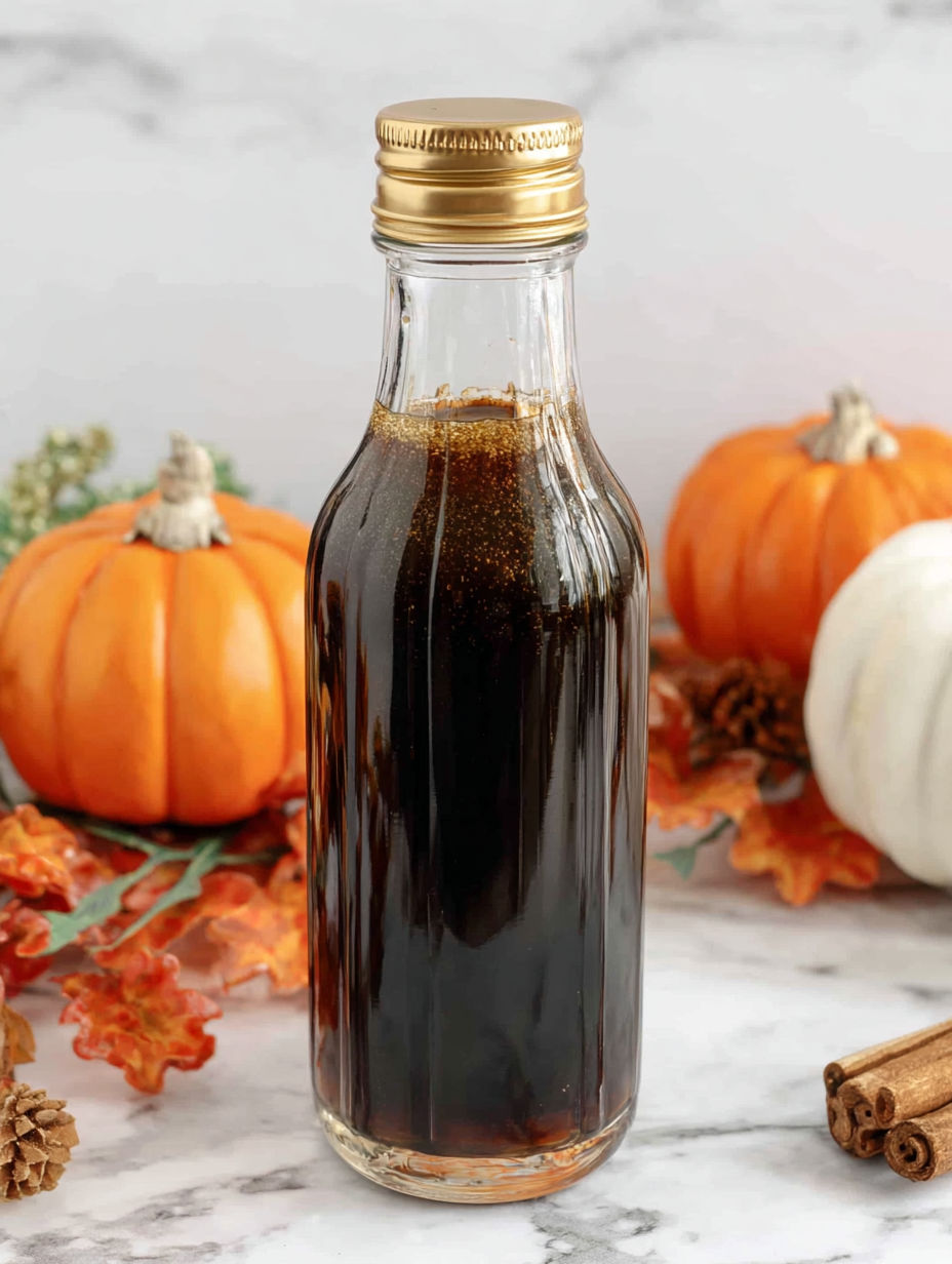 A bottle of Starbucks Pumpkin Spice Coffee Syrup.