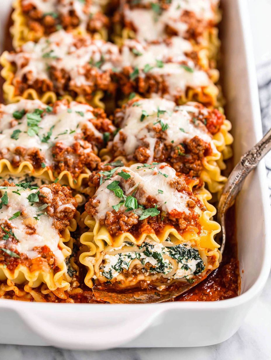A dish of lasagna with meat and cheese.