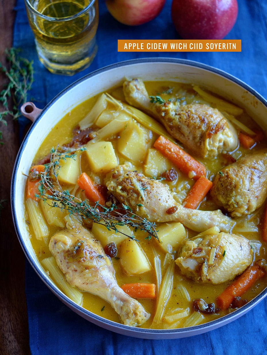 A bowl of chicken stew with carrots and parsnips.