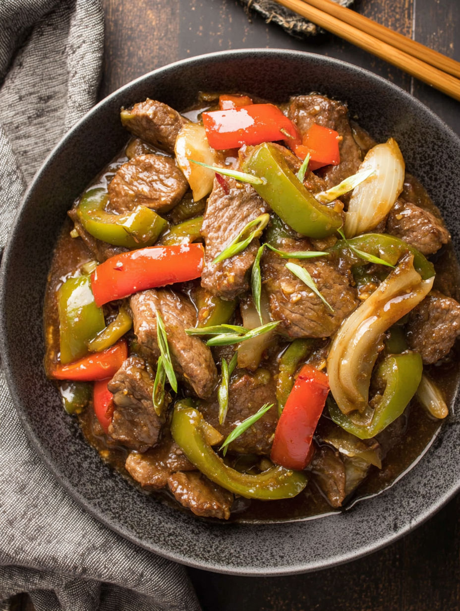 A bowl of meat and vegetables.