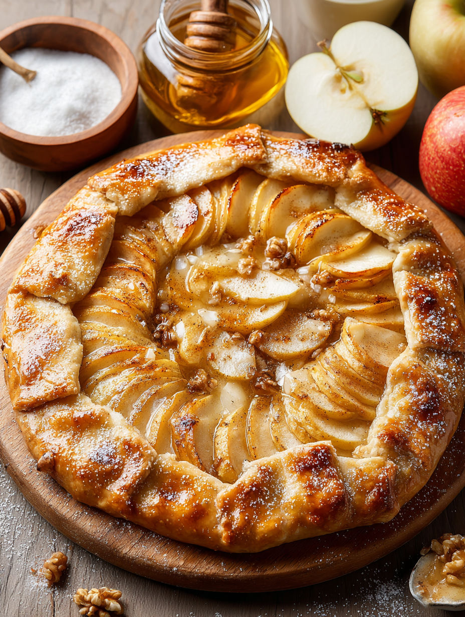A delicious looking honey apple galette.
