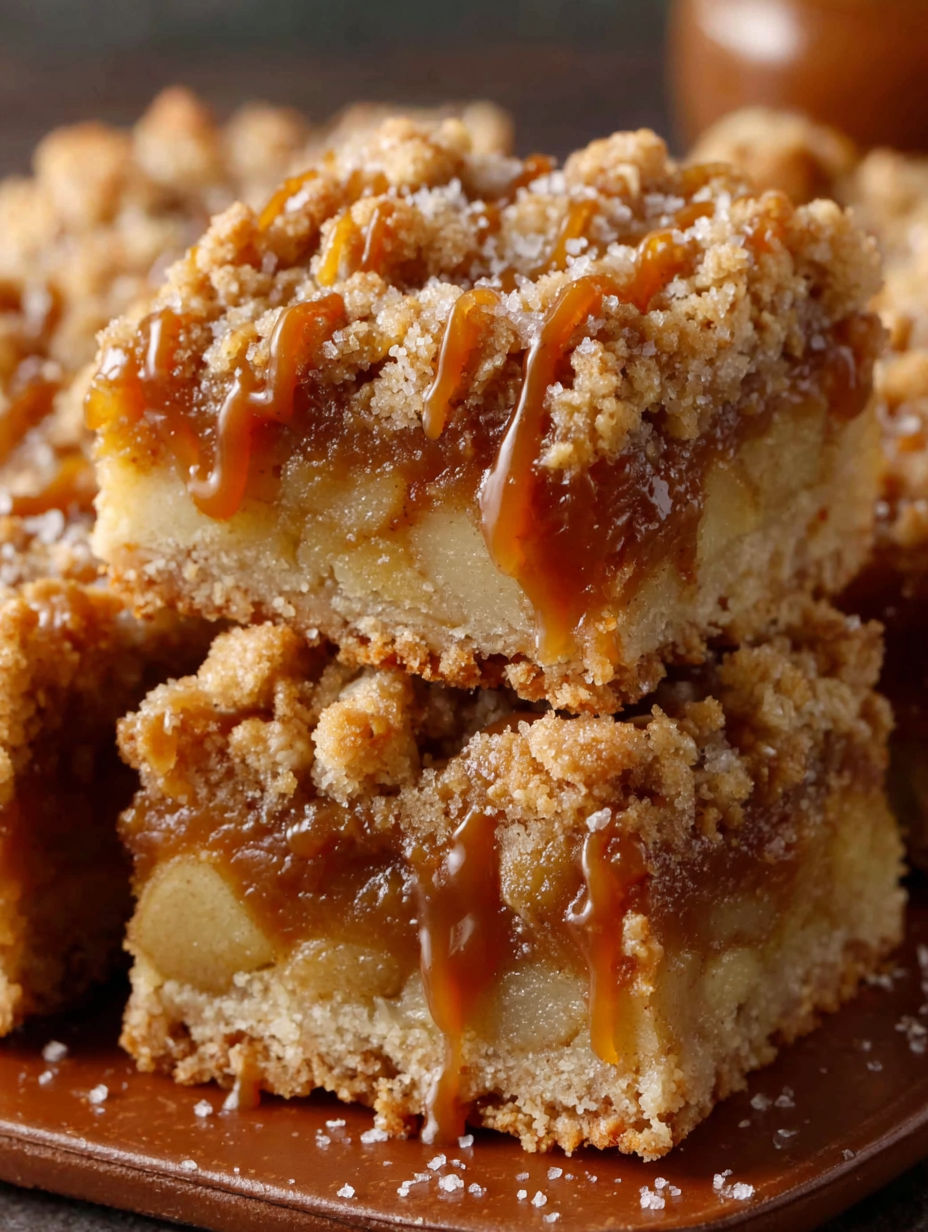Salted caramel apple crumble bars.