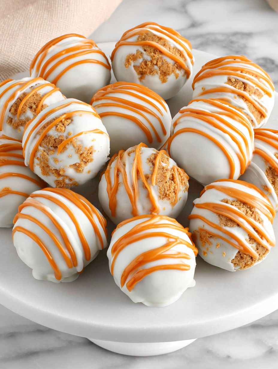 A plate of pumpkin cheesecake balls.
