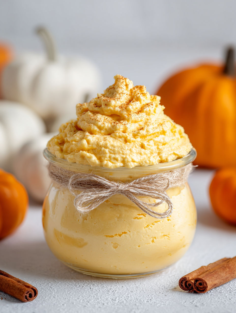 A glass bowl filled with a yellow dip.