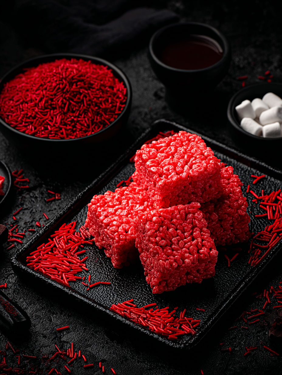 A bowl of red rice krispies.