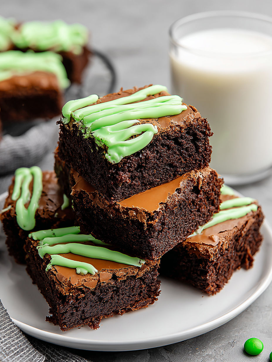 A plate of green monster brownies.