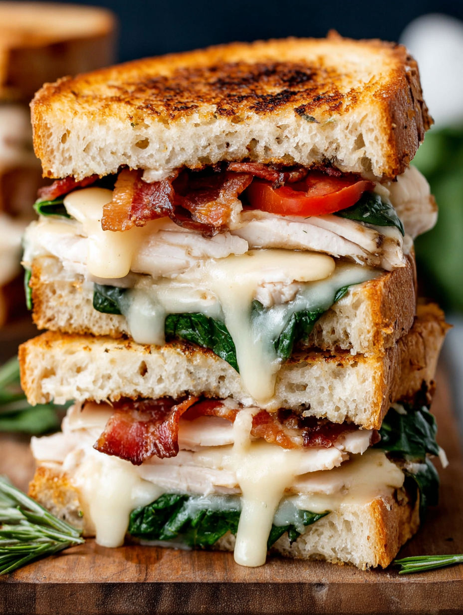 A sandwich with bacon and cheddar cheese.